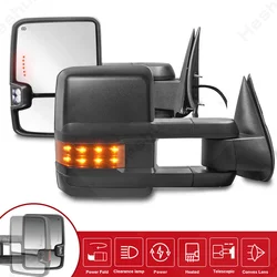 Pair Tow Mirrors for Chevy Silverado Suburban Tahoe GMC Sierra 1500 2500 3500 HD Yukon XL 2007 -2013 Power Heated Rear Mirror