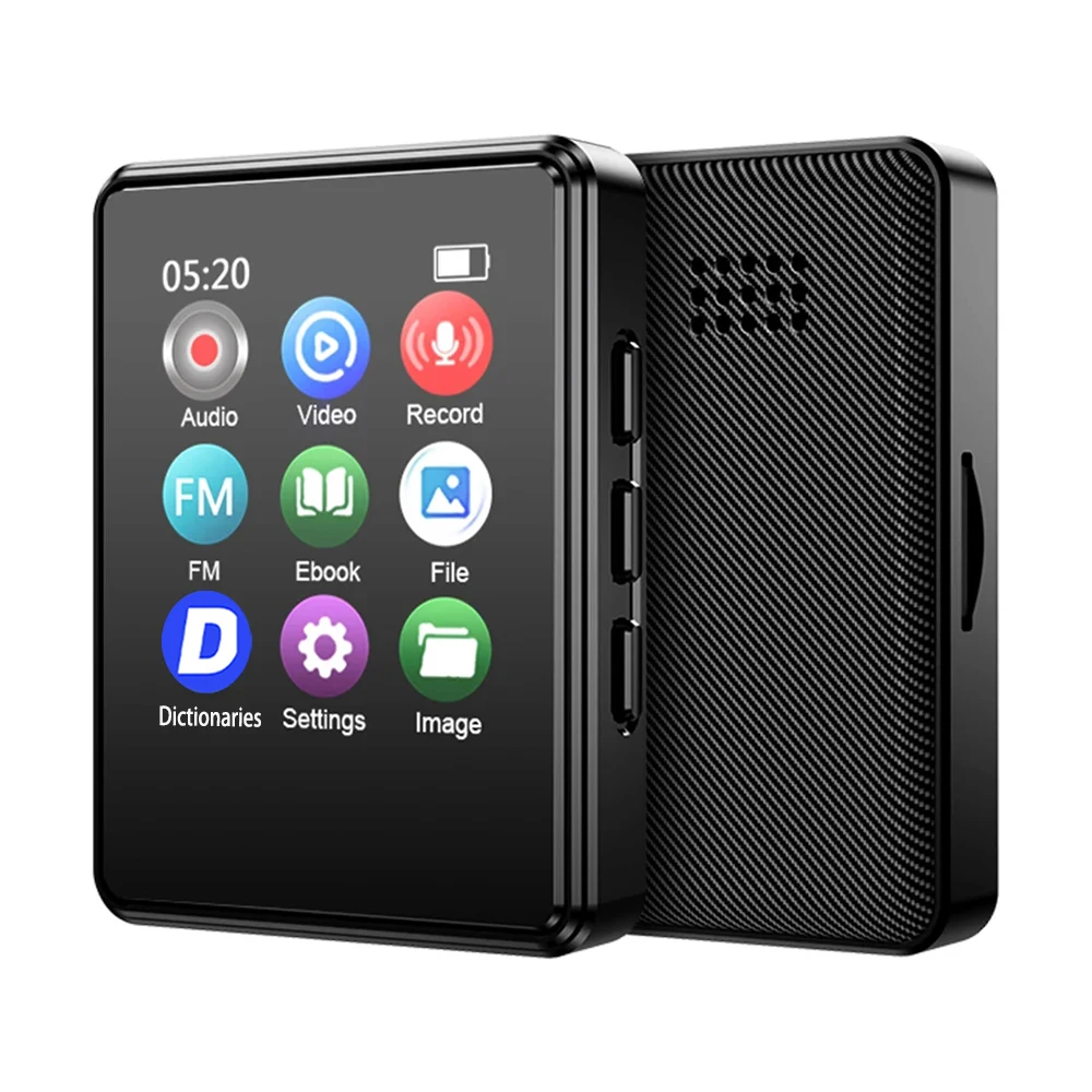 Bluetooth 5.0 MP3 플레이어 내장 스피커 1.8인치 터치스크린 HIFI 스테레오 음악 워크맨 FM 라디오 전자책 녹음 MP3 플레이어