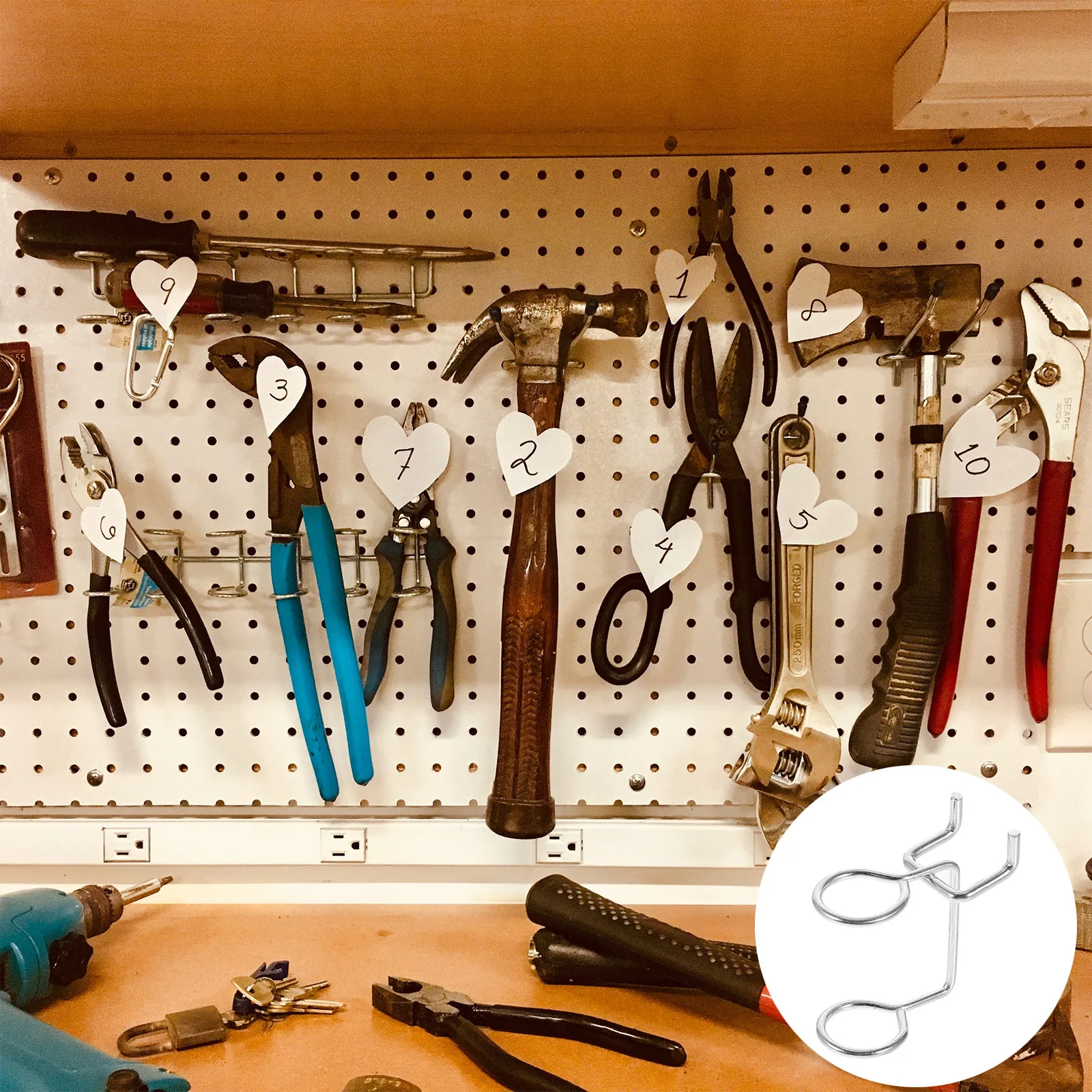 

10 Pcs Pegboard Hooks Double Ring Tool Rack Screwdriver Organizer Home Garage Workshop Storage Iron Accessories Sturdy Design