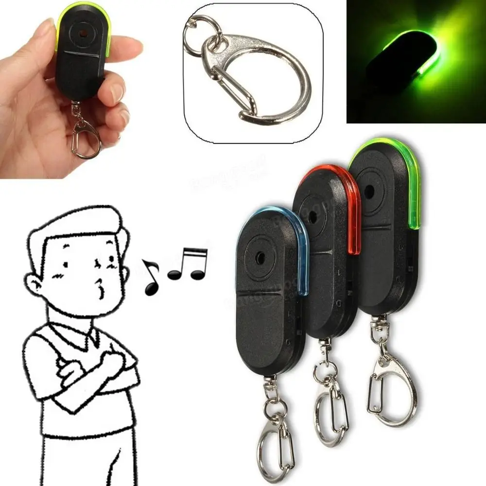 Mini détecteur de clé de voiture avec lumière LED, localisateur de son de sifflet, alarme anti-perte, capteur de clé, porte-clés