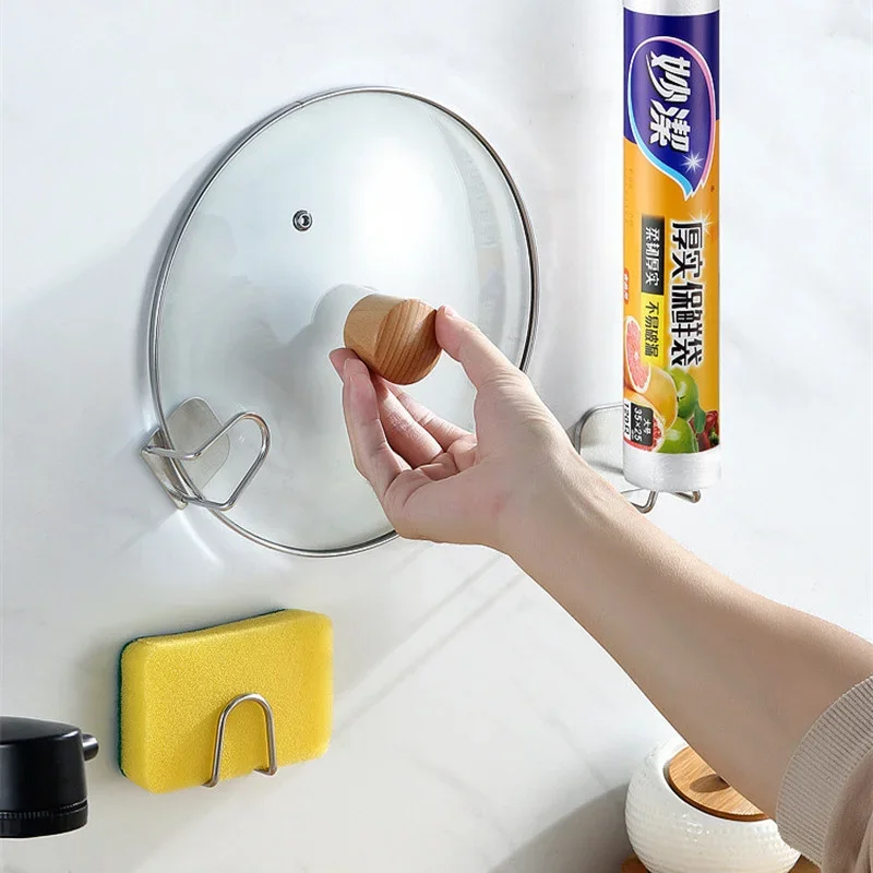 New Kitchen Storage Rack Stainless Steel Bathroom Sponge Holder Wall Mounted  Drain Storage Shelf Wire Ball Rag Sink Accessories