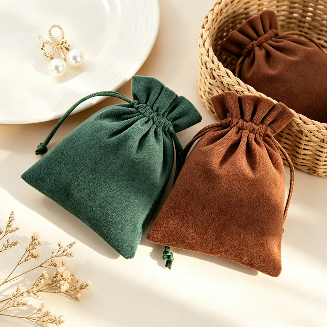50pcs Velvet Anime Jewelry Organizer Small Gift Bags Drawstring Packaging Pouch For Women Rings Earrings keychain Wedding Favor