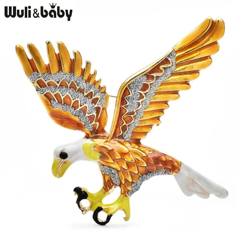 Wuli&baby Flying Eagle Brooches Women Unisex Enamel Sharp Proud Hawk Bird Party Casual Brooch Pins Gifts