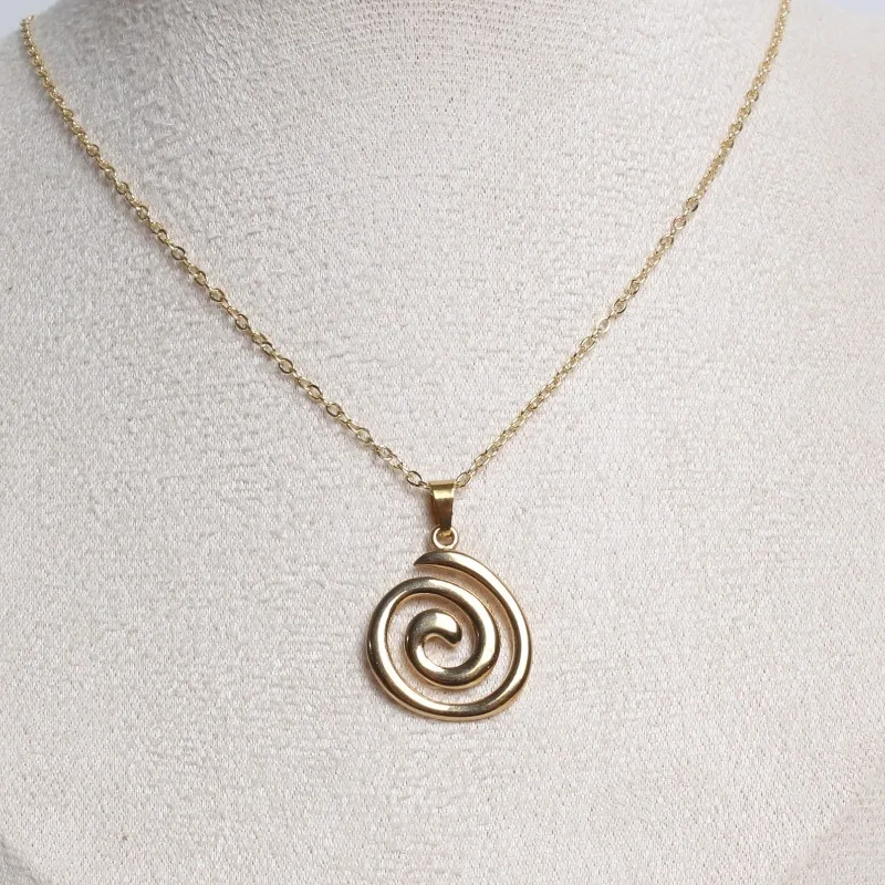 Stainless steel sun vortex necklace earring set, waterproof, summer vacation beach style jewelry, fashionable jewelry gift