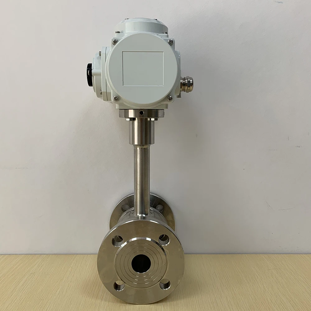 DN25 Electric 110ADC UltraLow Temperature Forged CF8M Steel Extended Stem 3pcs Flange ball valve cryogenic assured automation