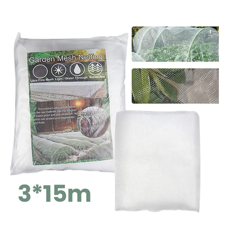 Garden Netting Mesh,Mosquito Netting, Garden Insect Screen Plant Covers for Protect Vegetable Fruits Flowers Crops 3X15M