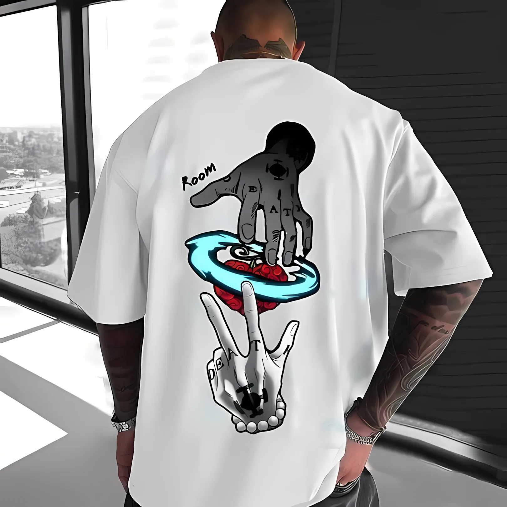 قميص رجالي صيفي جديد 2025 للياقة البدنية والممارسة غير رسمي ناعم وجيد التهوية بنمط ثلاثي الأبعاد مطبوع بأكمام قصيرة