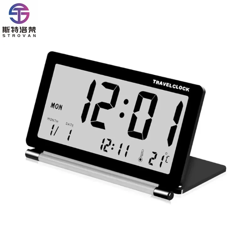 

Electronic Alarm Clock Travel Clock Multifunction LCD Large Screen Folding Desk Clock