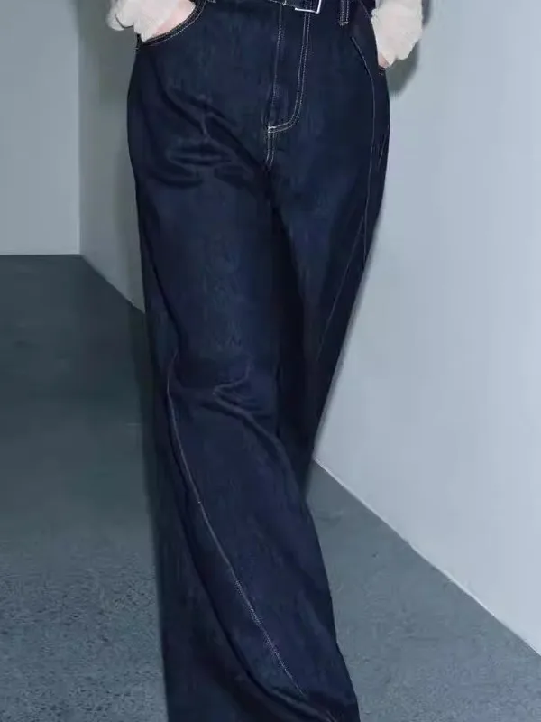 

Spring 2026 High Waist Wide Leg Jeans Belt Decorated Casual Versatile Women's Denim Pants Spring Fashion Ladies' Jeans
