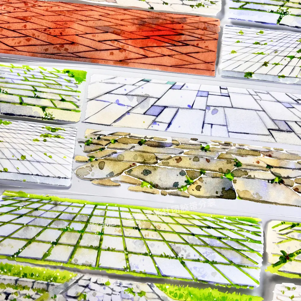 washi pet tape Journal A415 Stone Brick Trail Landscape Map Ground Antique scrapbook Account Flow Hemp Sticker Goo