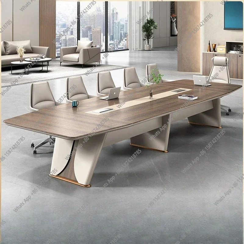 

K C69 Conference Table And Chair Combination, Simple Modern Light Luxury Large Conference Room Table Office High-end Paint Negot