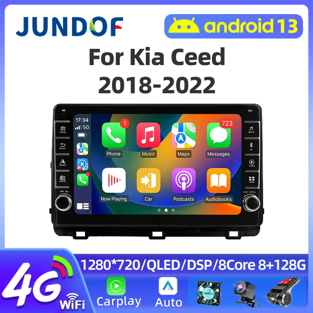 

Jundof Android 13 QLED WIFI 4G Carplay Auto Car Radio For KIA Ceed 3 CD 2018-2022 Multimedia Video Player Navigation Stereo DSP