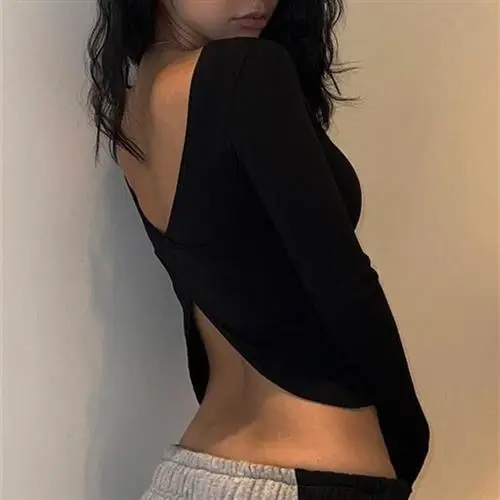 

Slim Fit Women's round Ne T-irt Hollow Faion Urban Sle Long Sve Casual Top for Women