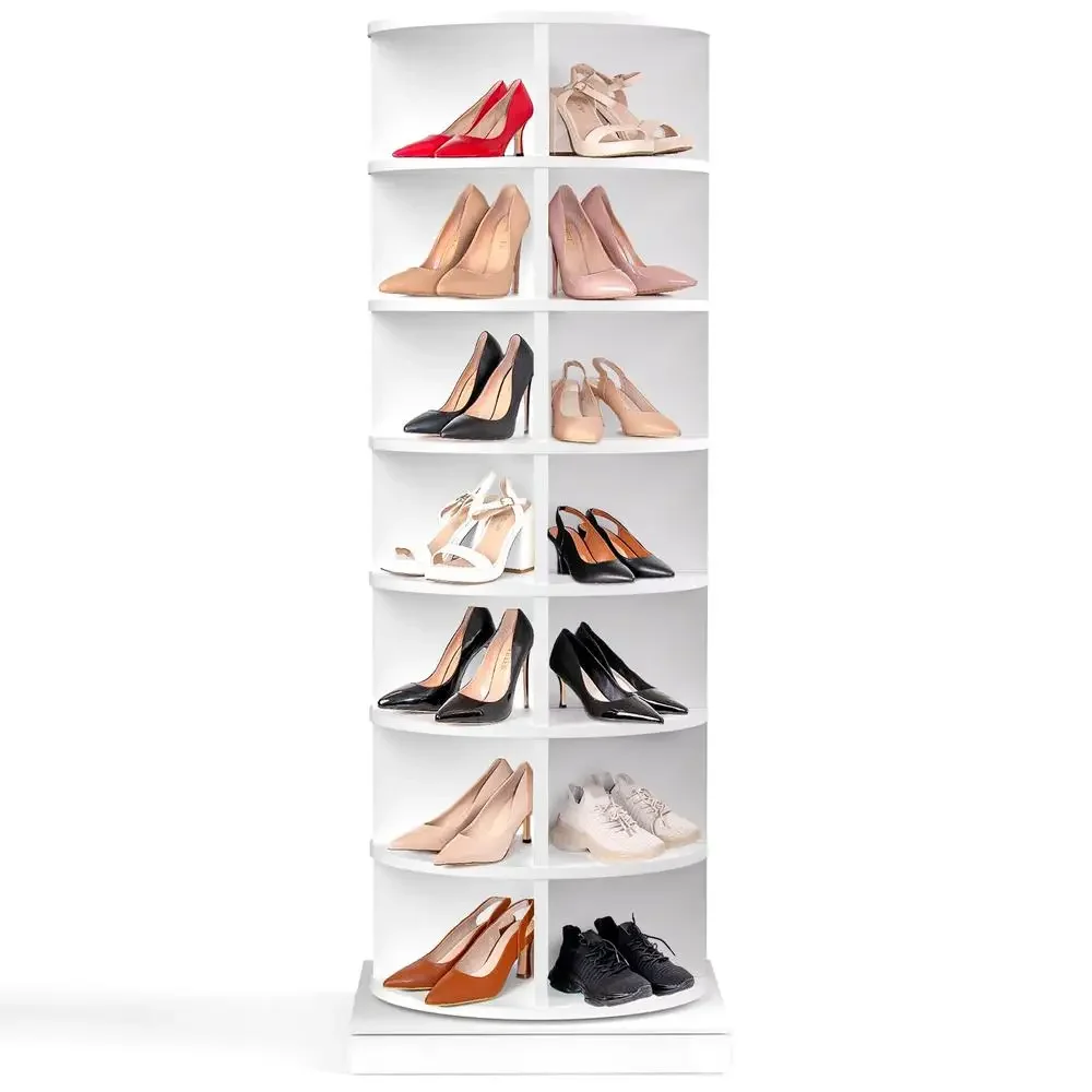 360° Rotating Shoe Rack 7-Tier Organizer Holds 35 Pairs Compact Storage Modern Design Multi-Functional Shoe and Accessory Tower