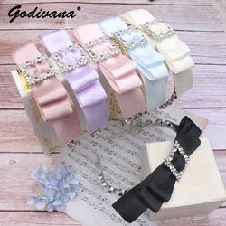 Handmade Sweet Mine Series Big Bow Rhinestone Buckle High Skull Top Headband Girls Hair Accessories Cute Hairband Headwear