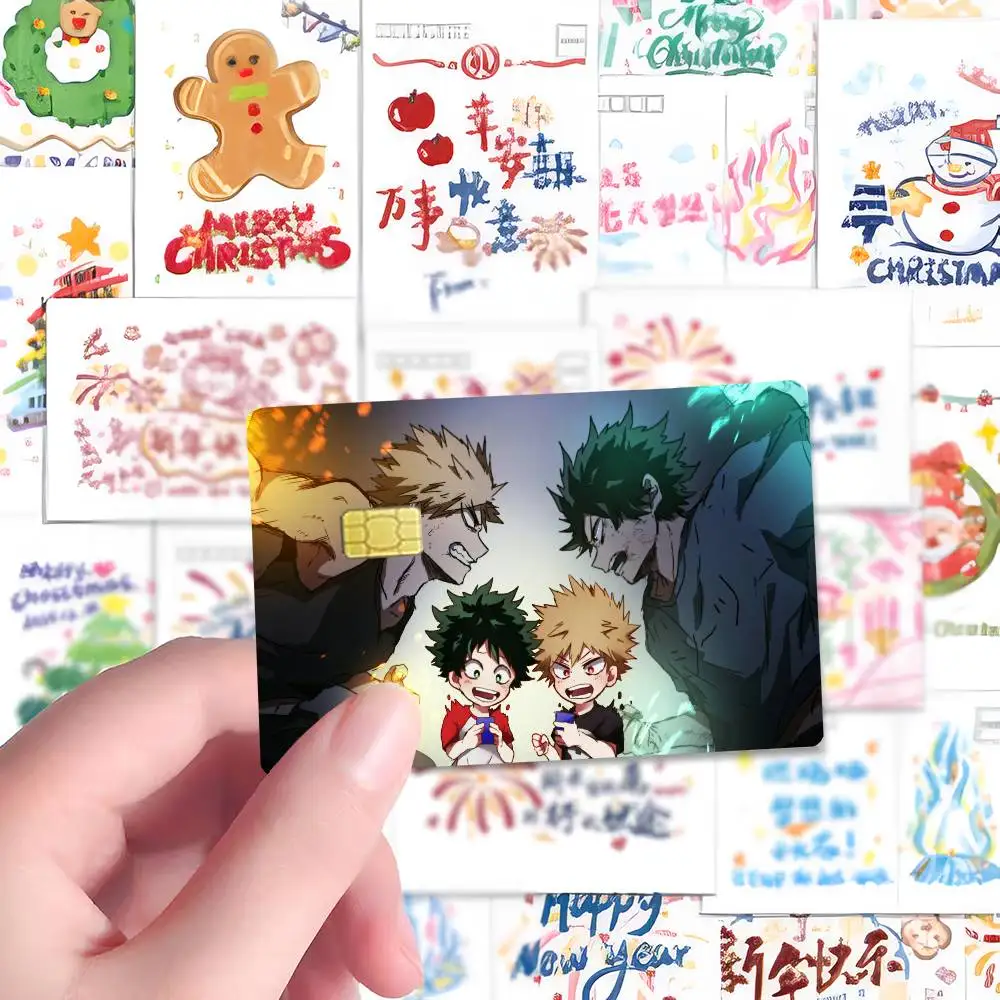 غطاء لاصق لعبة My Hero Academia Bakugou Katsuki من أجل الجانب الأمامي لبطاقة الخصم الائتمانية ذات الرقاقة الصغيرة