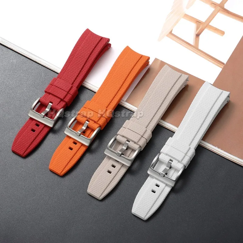 FKM-Gummi-Uhrenarmband mit gebogenem Ende, 20/21/22 mm, strukturierte Oberfläche, hochwertiges Fluorkautschuk-Armband für Seiko und Rolex, Schnellverschluss. – Detail 6