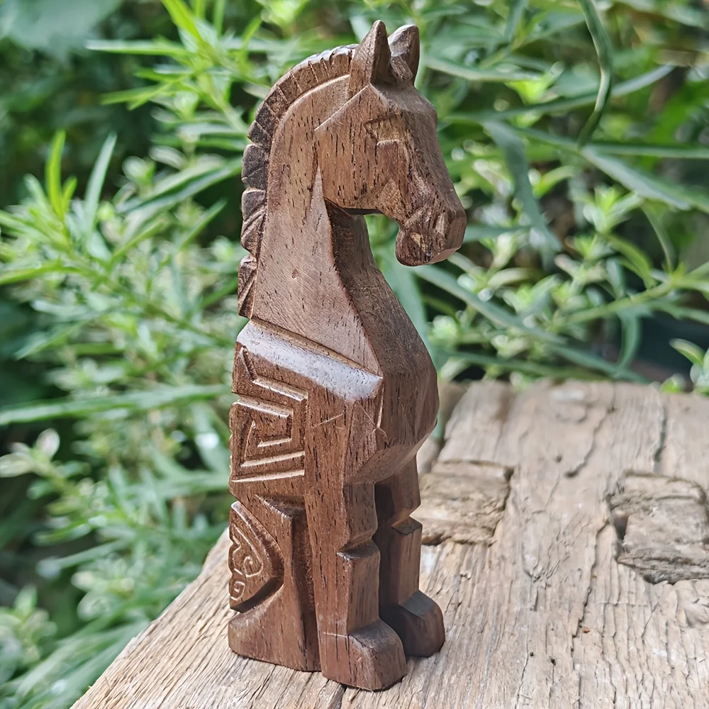 3.8 Inch Wooden Horse Ornament, Animal Theme, Simple Style, Suitable for Home Decor, Office Decor, Desktop Decoration, Gifts for Elders, Holiday Decorations, Gifts for Men