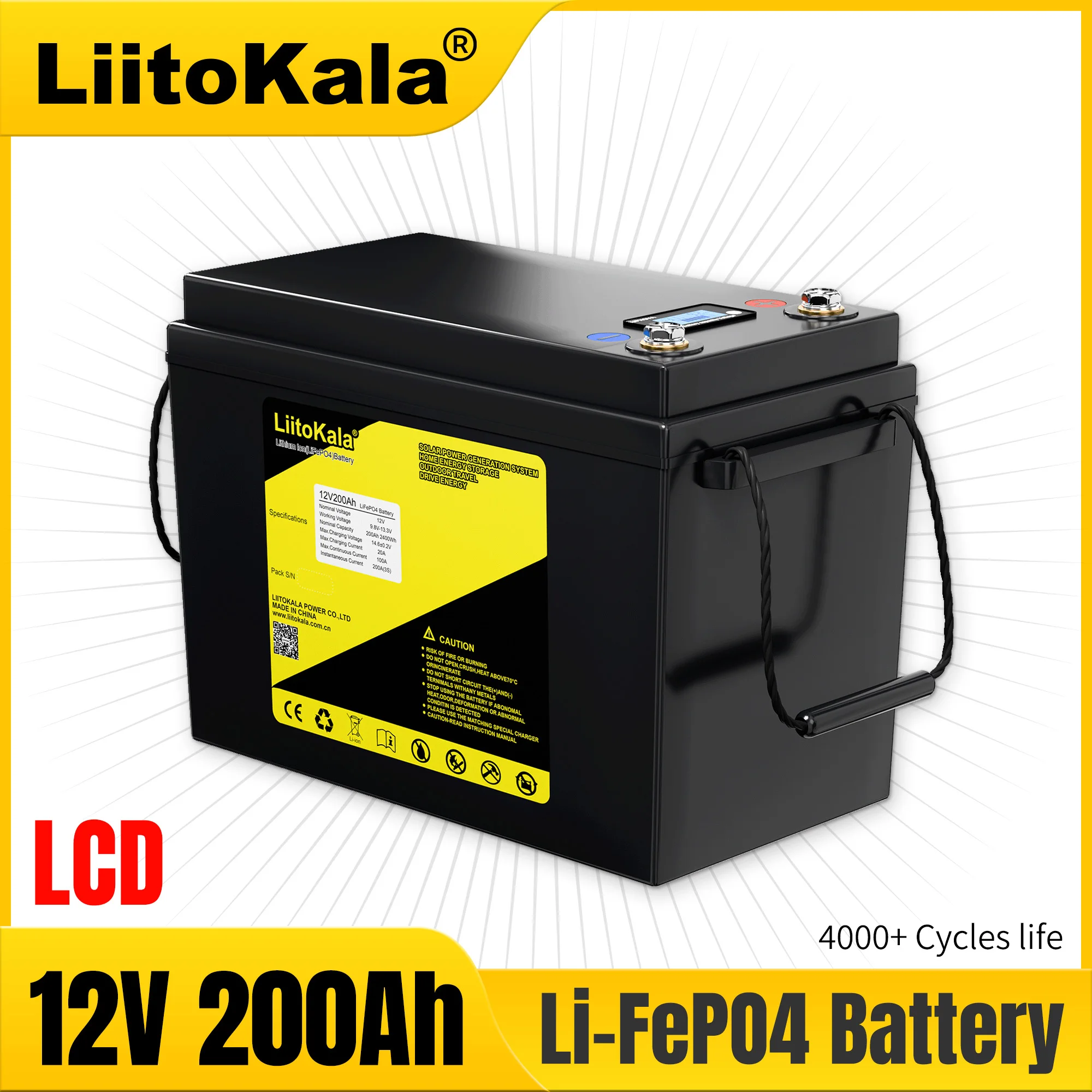 LiitoKala 12V 150Ah 200Ah LiFePO4 Batterie für Wohnmobile, Golfcarts, Offroad-Fahrzeuge und Off-Grid-Anwendungen