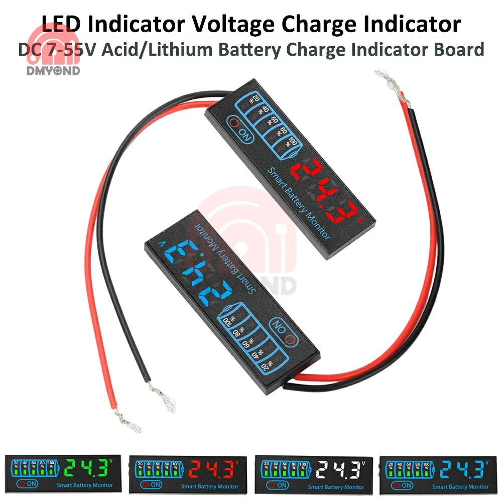

DC 7V-55V 3S-14S Acid/Lithium Universal Battery Charge Indicator Board LED Display Indicator Voltage Tester 20MA with Alarm