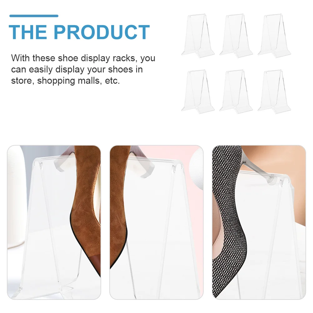 

6Pcs Acrylic Shoe Display Racks Transparent Design Sneakers Sandals Slippers Holder Shoe Display Stand