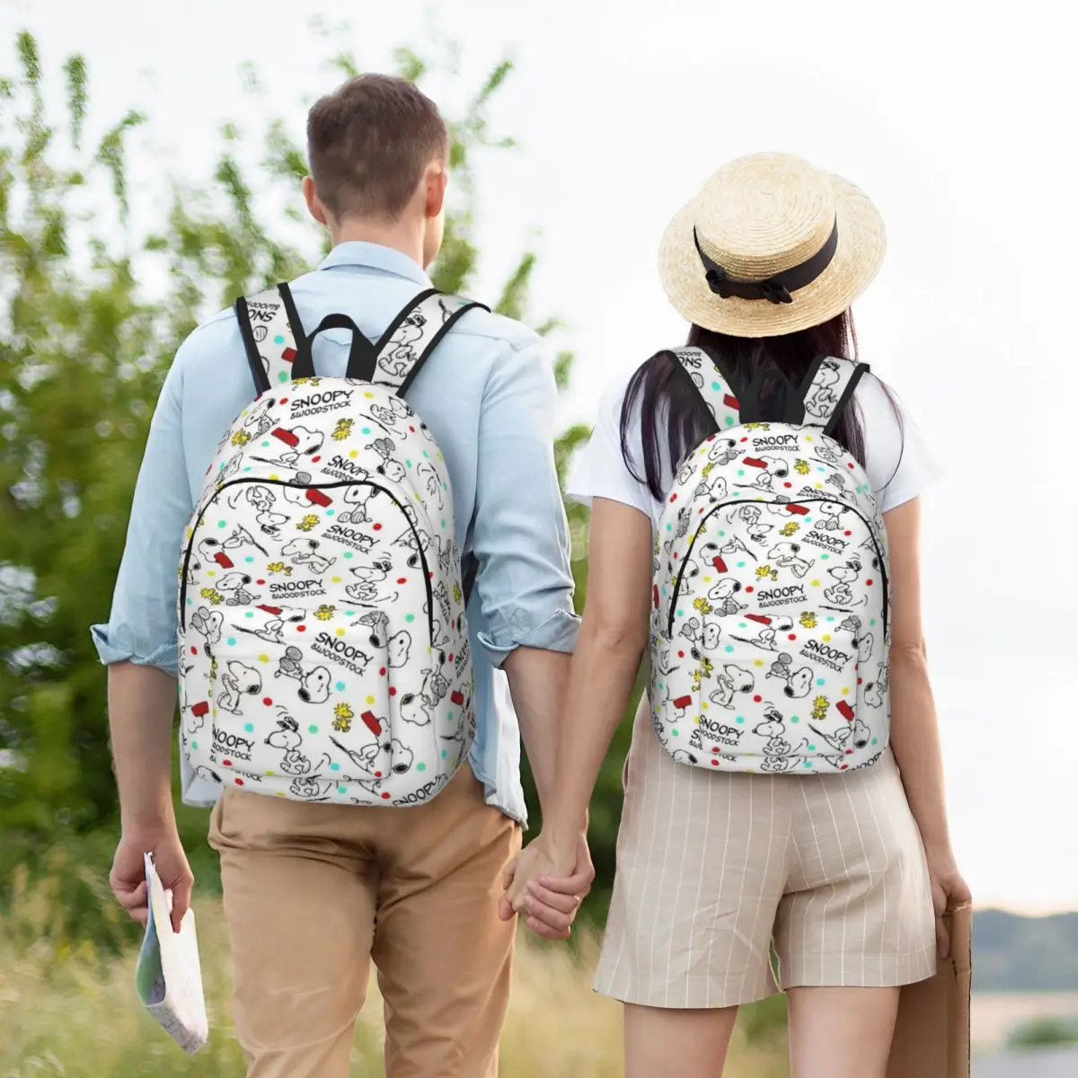 Mochila de lona elegante Snoopy – mochila confortável e espaçosa para trabalho, ao ar livre e viagens de fim de semana