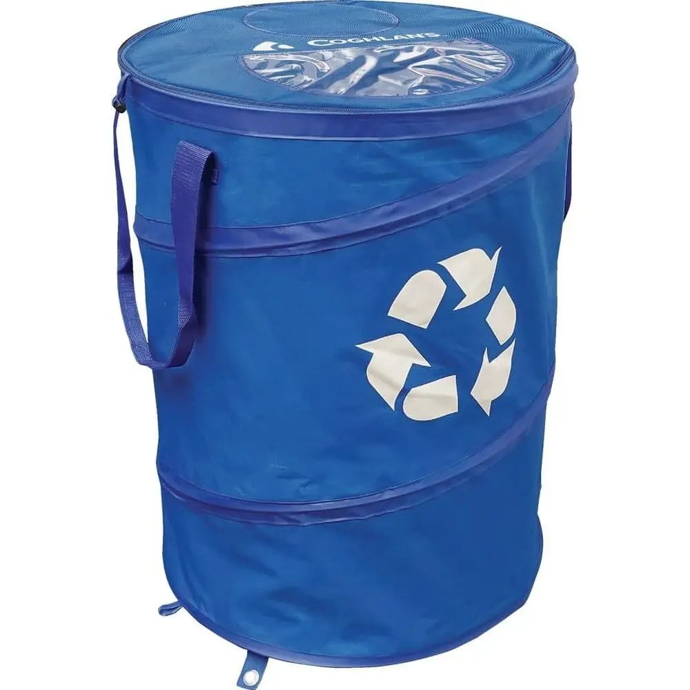 Deluxe Durable -Up Recycling Can – Collapsible Bin with Zippered Lid, Bag Clips, and Anchoring Points or Camping, Home, and Outd