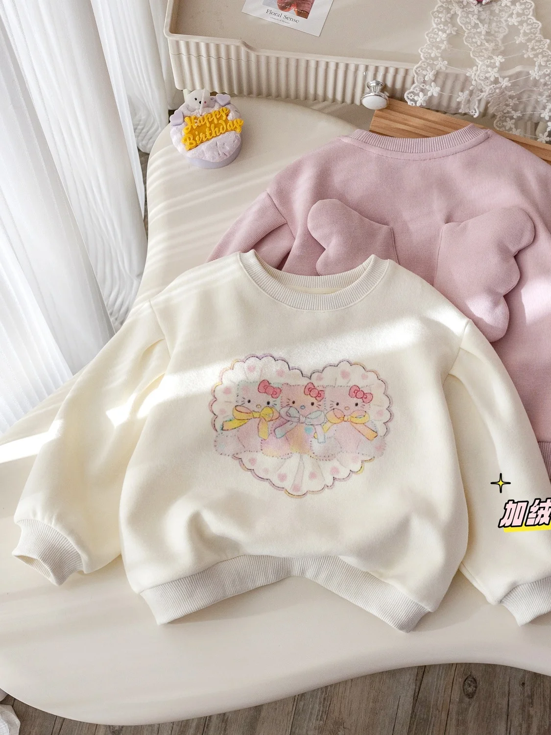 

Уютный утепленный женский свитшот с милым мультяшным принтом, теплый зимний, новинка, корейский стиль, хлопковый, с длинными рукавами