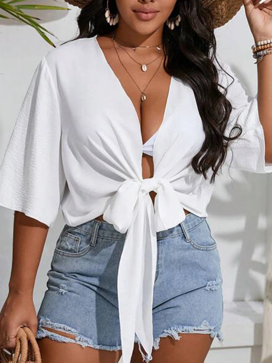 2025 Large Plus Size Solid Beach Cover Up Manica corta Costume intero Donna Costumi da bagno Costume da bagno femminile Beachwear Nuoto