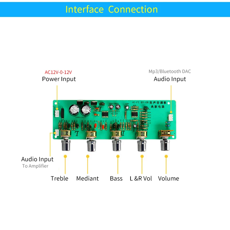 UNISIAN JRC4558 HiFi Tone Board 4558 OP-AMP Audio Amplifier Board Bass Mediant Treble Sound Control For Amplifier