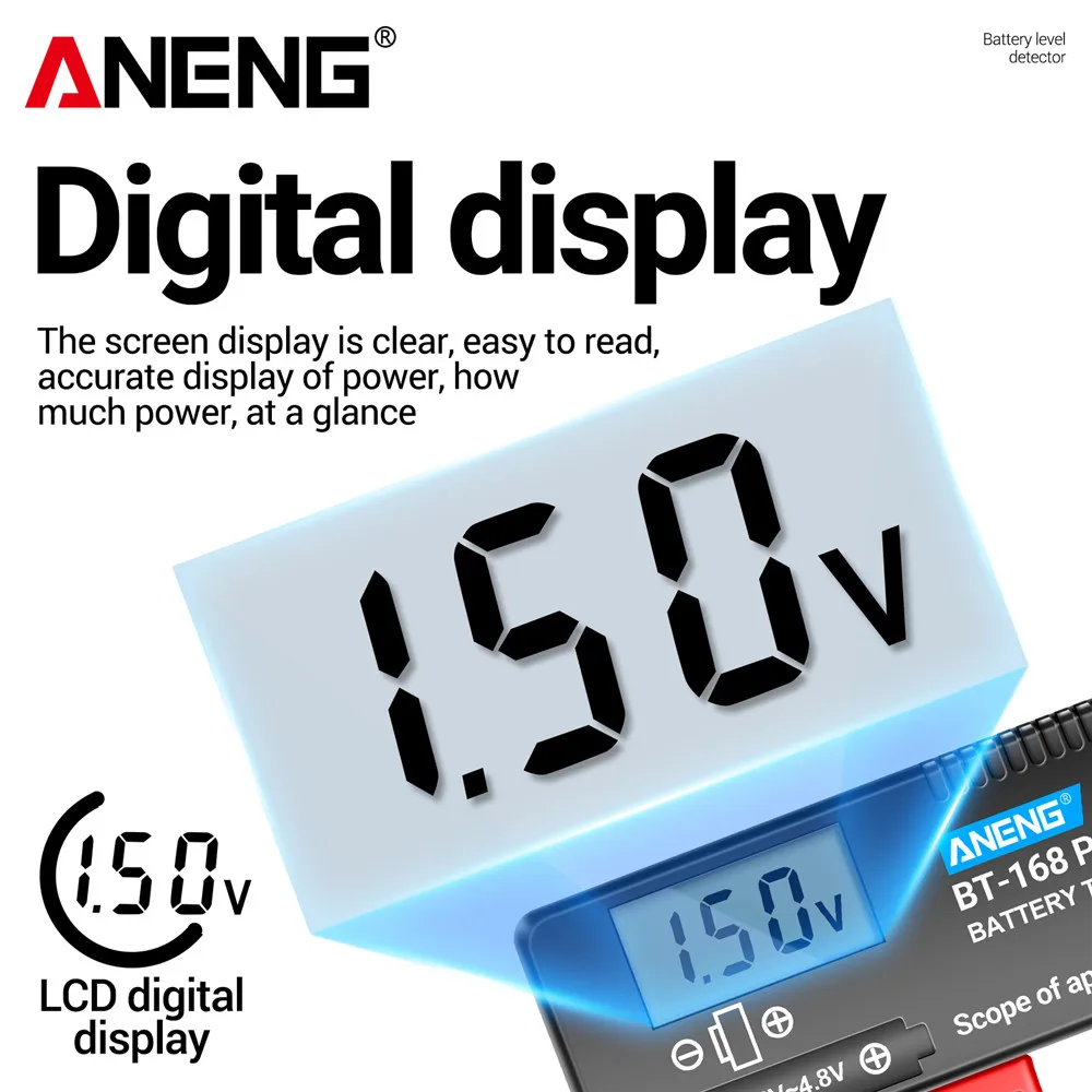 ANENG BT-168 PRO Universal Battery Tester Capacity Checkered  load analyzer Battery Digital Tester 9V/AAA/ AA Button Cell Tester