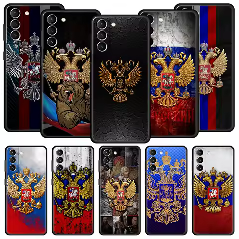 Russia Russian Flags Emblem Phone Case For Samsung Galaxy S25 S24 S23 FE S22 Ultra S20 S21 5G S10 Plus S10E Soft Black Cover