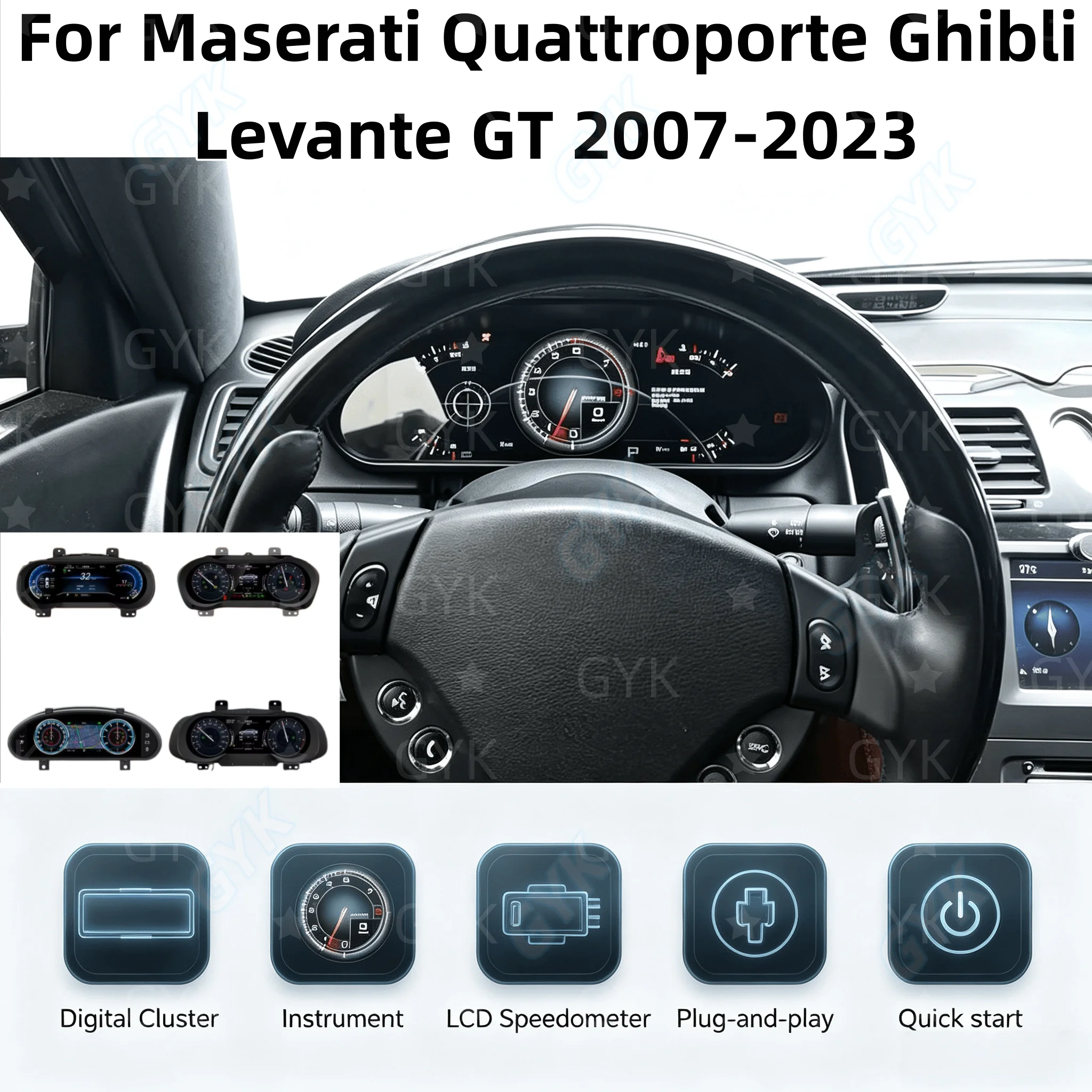 New LCD Car Dashboard Speedometer Digital For Maserati GT/GC Gran Turismo Quattroporte 2004-2018 Panel Instrument Map Multiple