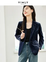 Slimly Blue Ashes Sheen blazer in velluto per donna 2024 giacca primaverile dentellata Business Office Lady abbigliamento capispalla femminile M2799