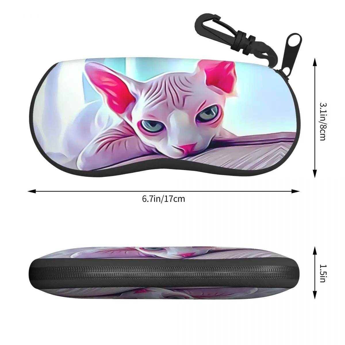 Funny Meme Sphynx Cat Shell Eyeglasses Protector Cases Fashion Sunglass Case Kitten Owner Gift Glasses Bag