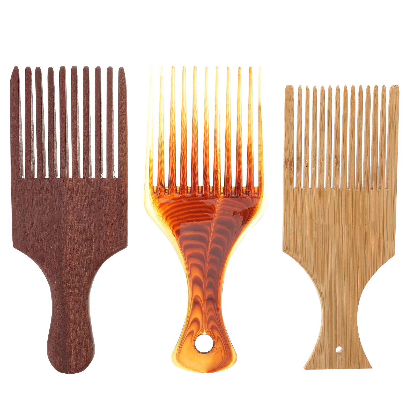 3Pcs Wooden Wide Tooth Hair Comb Large Detangling Smooth Scalp Massage Styling Rake Slick Brush for Thick Tangled Hair Adults