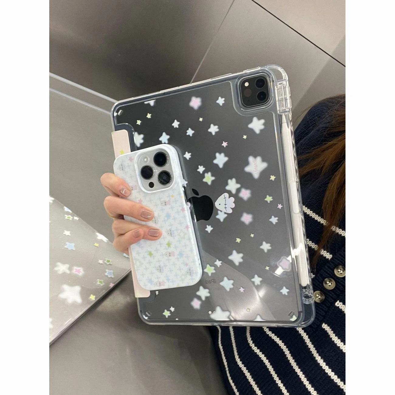Pink Colorful Stars New Tablet Case For iPad Pro 11 12.9in 13 15 M4 9.7 10.2 5/6th 7/8/9 10 11th MINI 6 7 Air 5 6 7 Trifold Case
