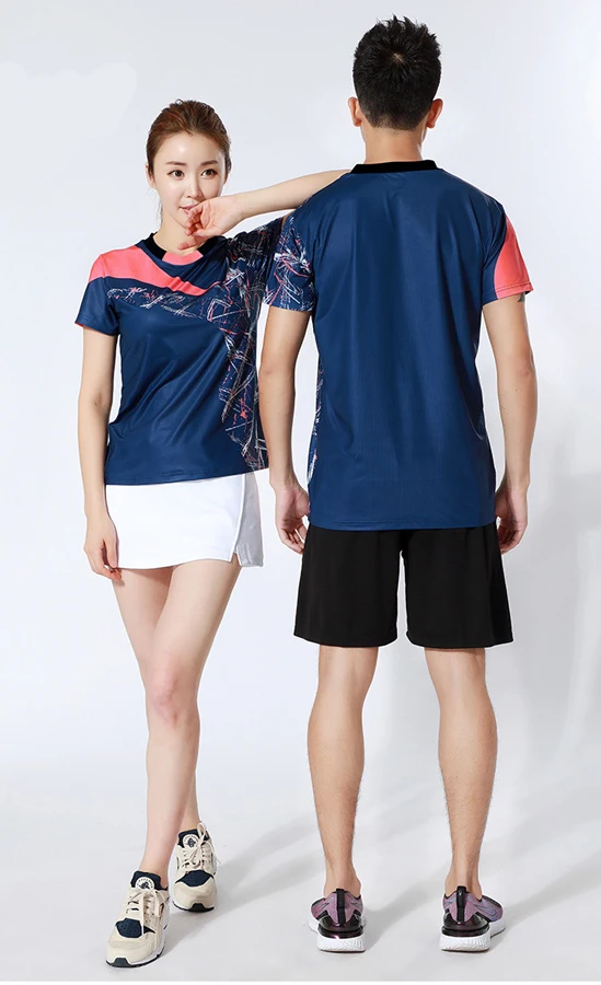 

Quick Dry Badminton Shirt Women Men Sports Table Tennis Professional Team Game Running Training Sportswear T Shirts