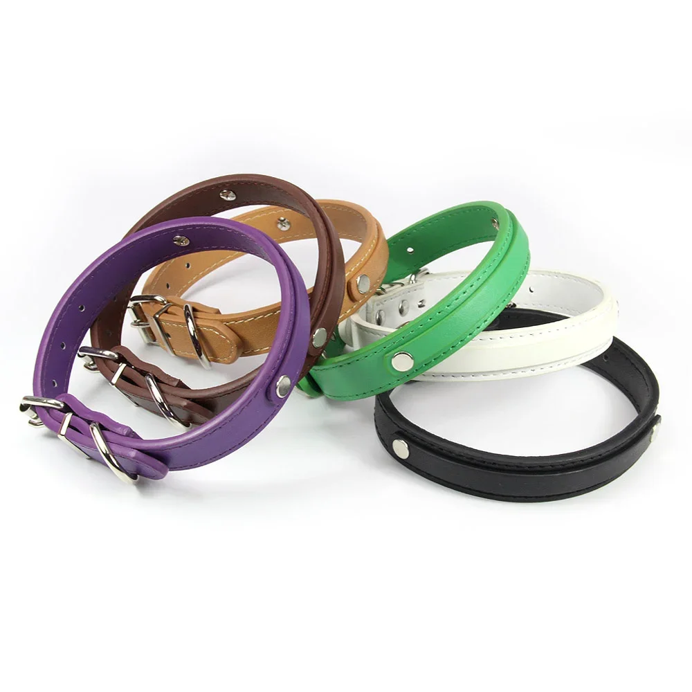 12 PCS Wholesale Plain PU Leather DIY Name ID Dog Collar Custom Letters Charms Puppy Cat Neck Strap Collars for Small Medium Dog
