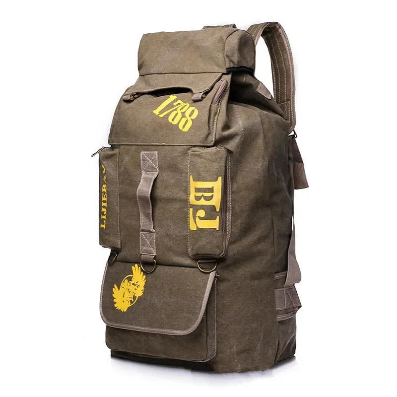 

100L Canvas Backpack Large Capacity Travel Backpack Men's Luggage Camping Bag Outdoor Camping Mountaineering Bag