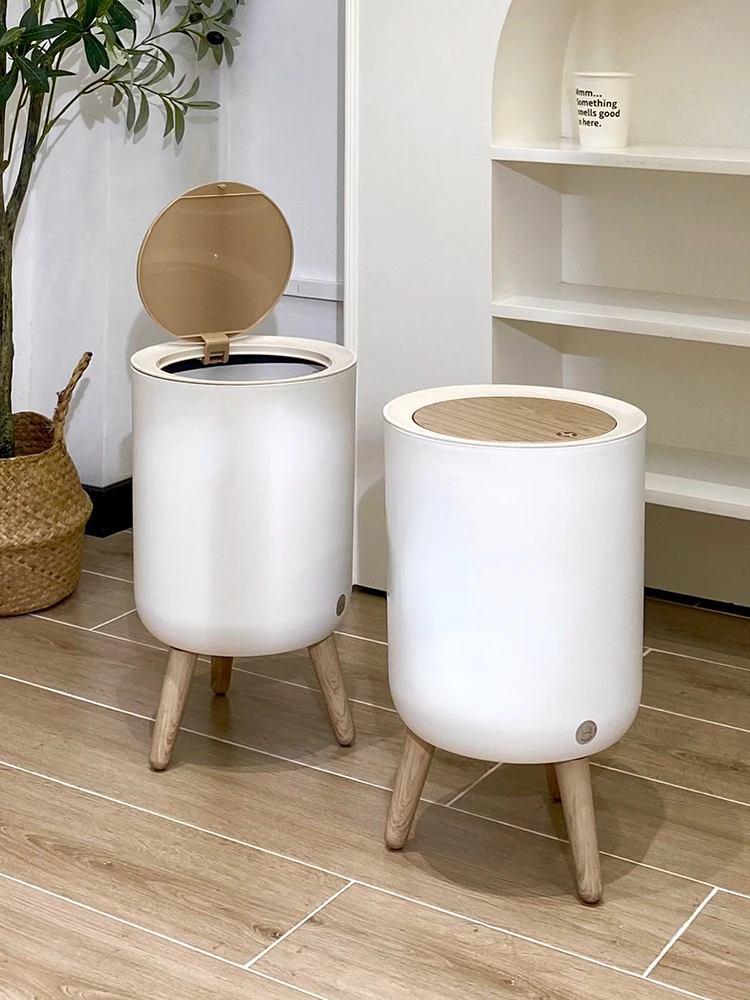 

Japanese Style Log Style Trash Can with Lid Cute Household Bedroom Floor Trash Can Wastebasket Living Room