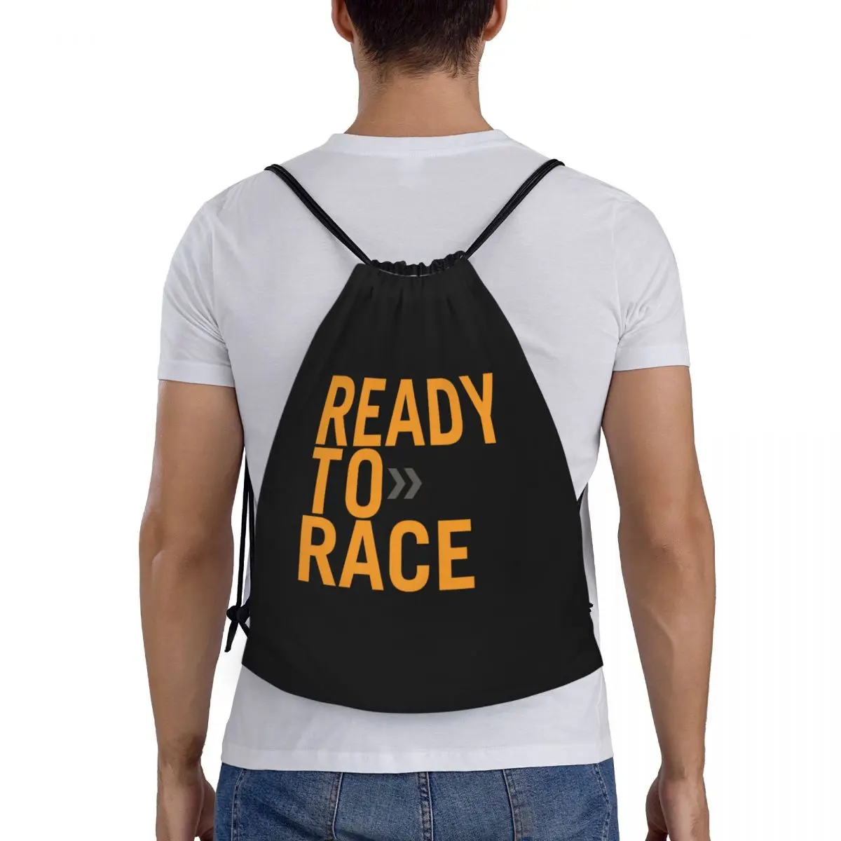 Custom Ready To Race Drawstring Bag Men Women Lightweight Motorcycle Rider Racing Sport Sports Gym Storage Backpack