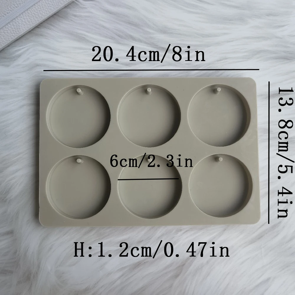 Diy 6 Holes 2.3in Ronde Klei Aromatherapie Tabletten Siliconen Mal Ambachten Opknoping Ornamenten Wax Mallen Cirkelvormige Bloem Zeep Mal