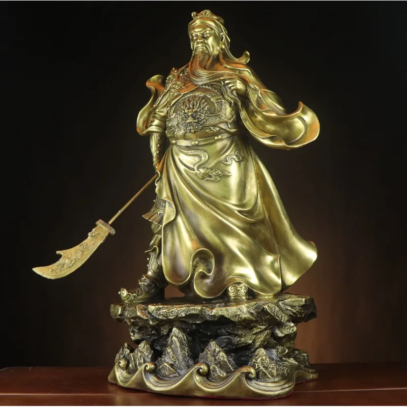 Standing , Bronze Gong, Divine Di, Martial God of Wealth, Guan Lord Figurine, Handicraft, Five Mounta