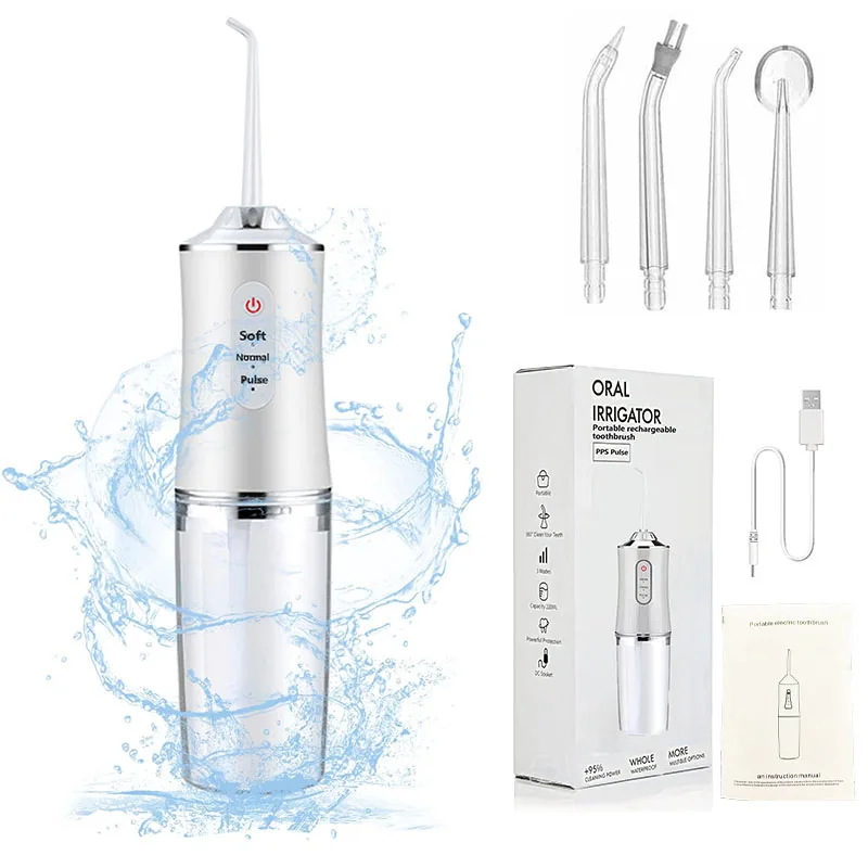 Dentes Professional Irrigador Oral, Sem Fio, Viagem, Elétrico, Verde, 360 Bico Rotativo, 230ml, 1200mAh, Água Dental Flosser