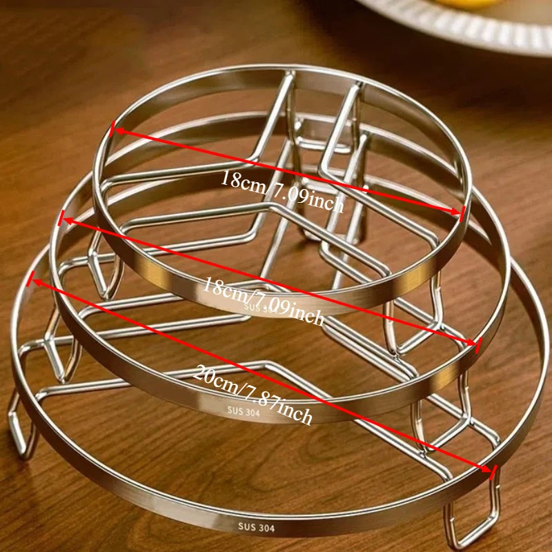 304 Stainless Steel Three Leg Water Isolation Steaming Rack Household Kitchen Bun Stand Countertop Multi Function Pot Holder