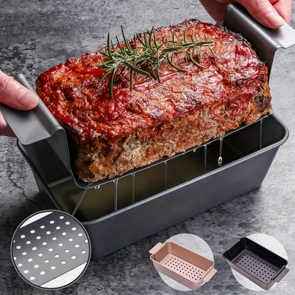 

Rectangular Toast Baking Pan W/ Detachable Drain Tray Meat Pie Metal Baking Pan Toast Mold for Meat Brownie Toast Bread Baking
