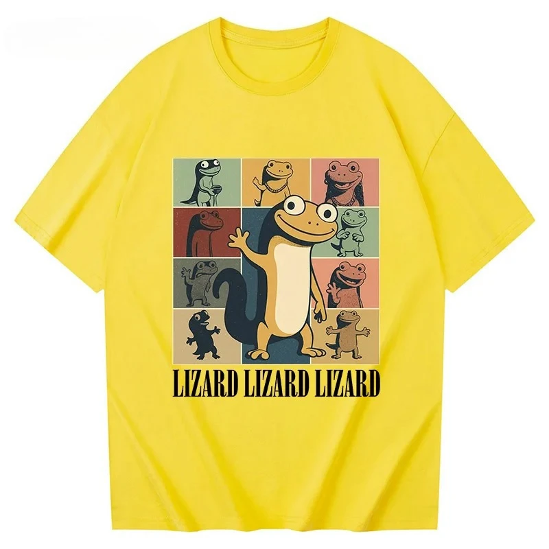 Fashion Lizard Meme Cartoon Graphic T-shirt Short Sleeve Funny O-neck Tshirts Casual Funny Printing Tee Casual Women Y2k Tops