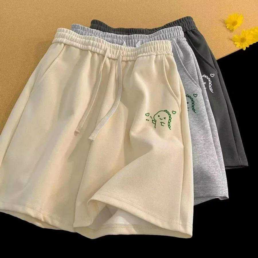 

【M-8XL】Мужские спортивные шорты с мультяшным принтом динозавра, тонкие и свободные, летние повседневные шорты в стиле Харадзюку с завязками для мужчин