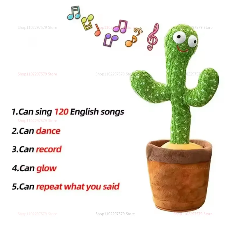 1pc Dansende Cactus Speelgoed Herhaal Praten Liedje Luidspreker Wriggle Dans Zingen Talk Plushie Gevulde Interactie Decoratie Onderwijs Pla